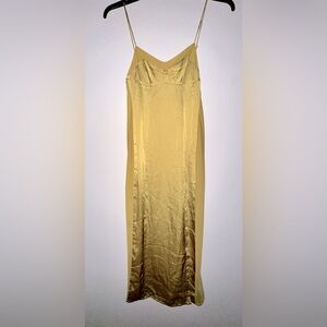 Intimately Free People City Cool Midi Slip satin Dress in Bitter Oil size XS